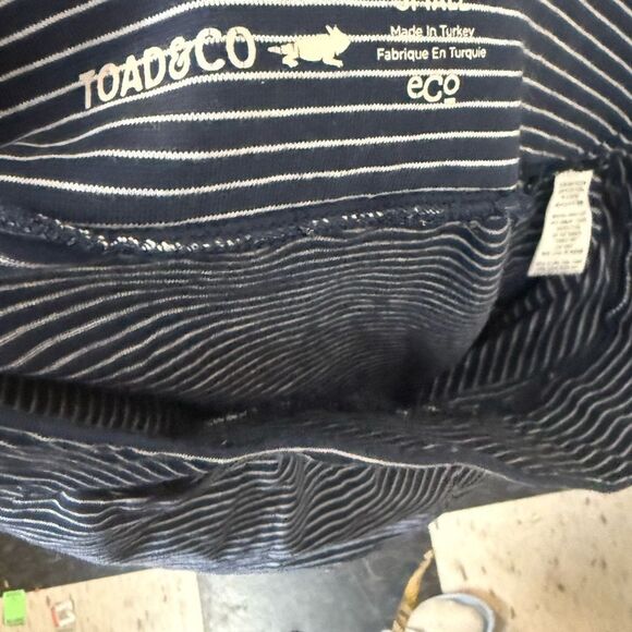 Toad & Co. Stripe Knit Faux Wrap Moxie 230 Skirt Small Navy White - Picture 3 of 5